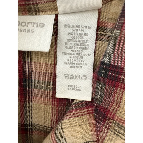 Liz Claiborne Button Up Plaid Lizwear Jeans Women's XL Long Sleeve Shirt Casual - Picture 3 of 8